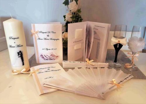 COORDINATO MATRIMONIO VENTAGLI CALICI CANDELA LIBRETTO MESSA 1