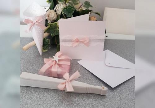 COORDINATO MATRIMONIO VENTAGLI CONI PARTECIPAZIONE CONFETTATA 1